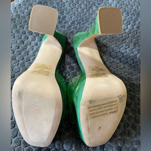 Chase & Chloe Lucite green slip on platform heels. Size 7.5 - Picture 2 of 11